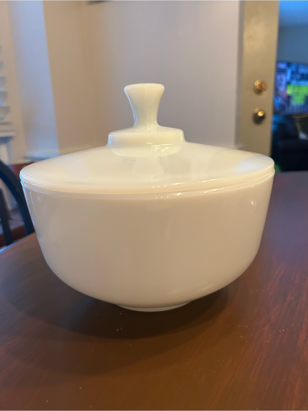 White Covered casserole Bowl with Lid - Federal glass